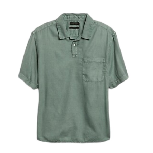 Banana Republic Relaxed-Fit Organic Cotton Johnny-Collar Shirt | Medium - Picture 1 of 7